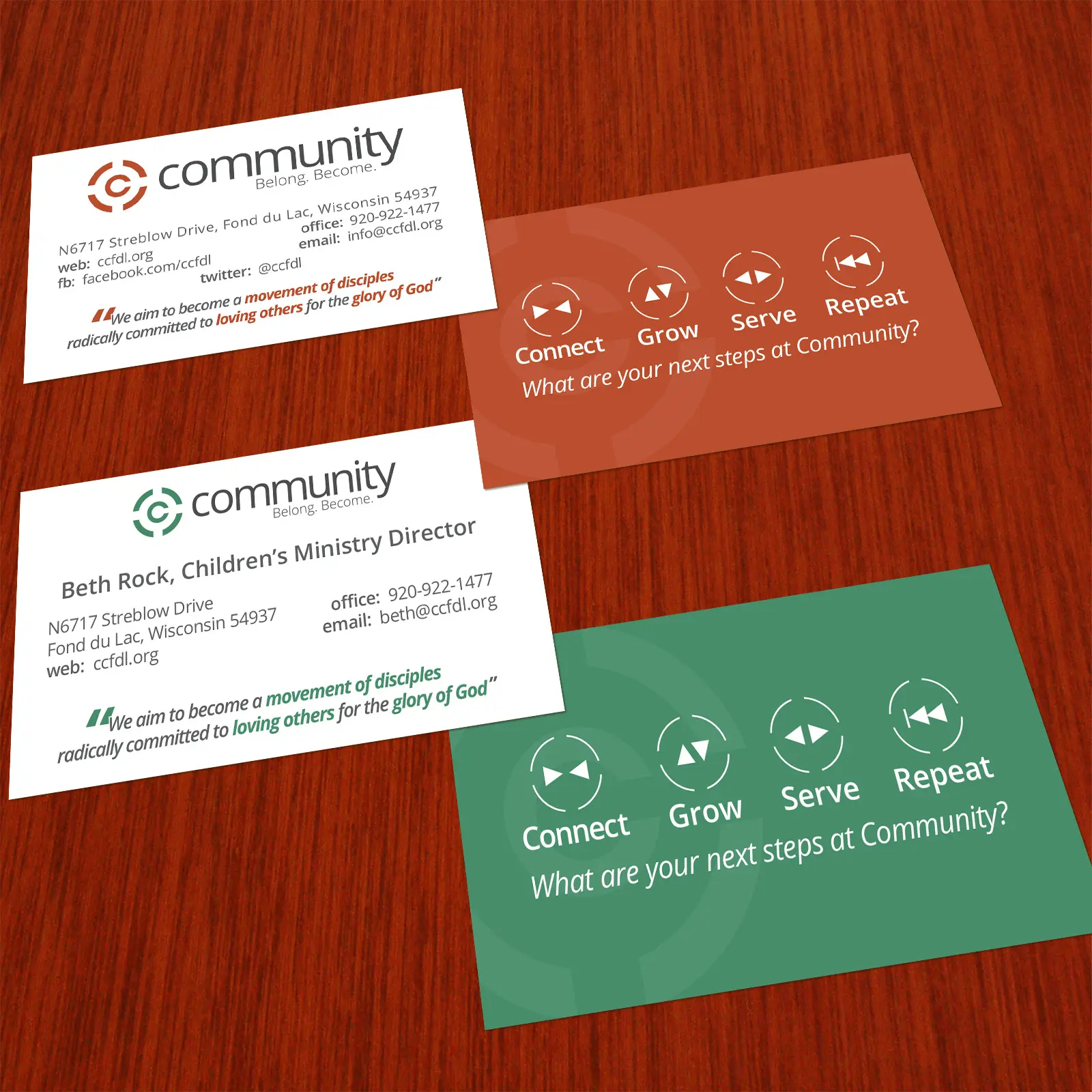 Community Church printed identity pieces